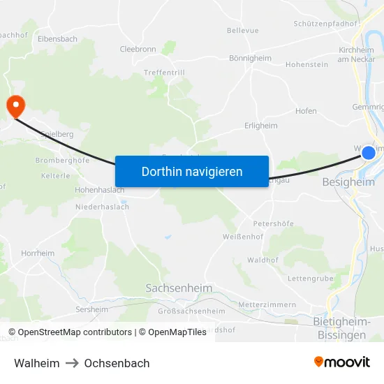 Walheim to Ochsenbach map