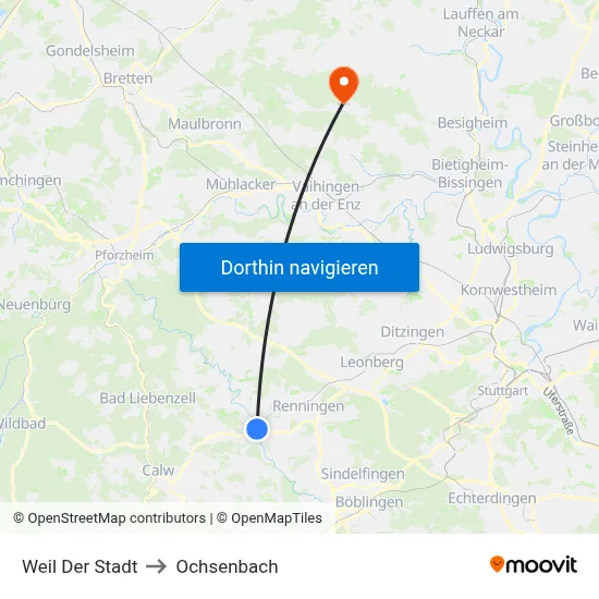 Weil Der Stadt to Ochsenbach map