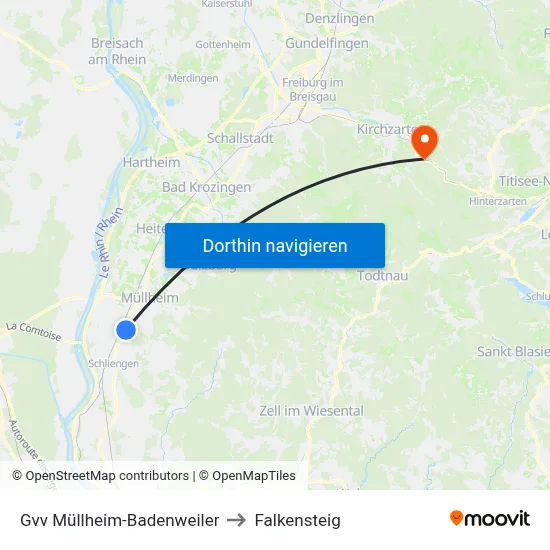 Gvv Müllheim-Badenweiler to Falkensteig map