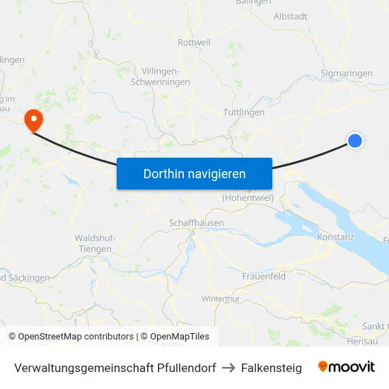 Verwaltungsgemeinschaft Pfullendorf to Falkensteig map