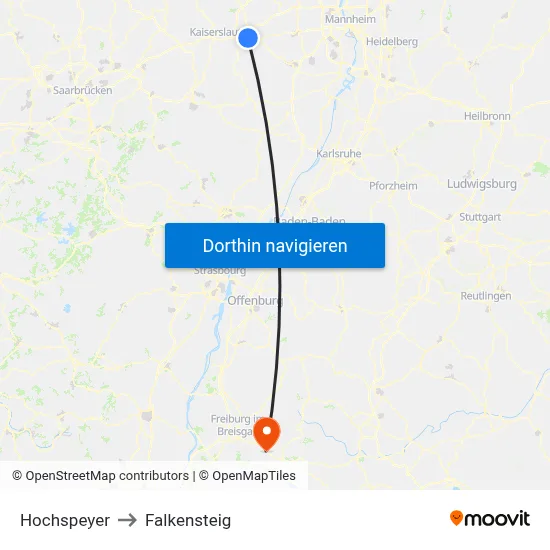 Hochspeyer to Falkensteig map