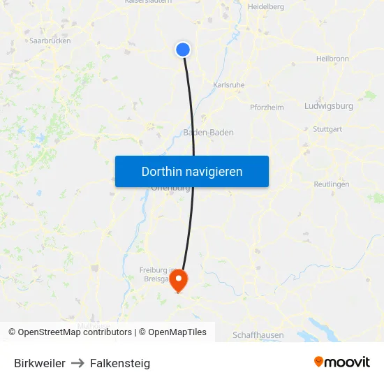 Birkweiler to Falkensteig map