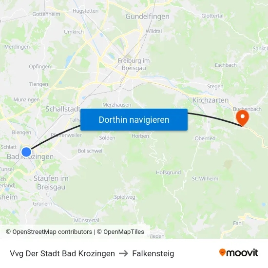 Vvg Der Stadt Bad Krozingen to Falkensteig map