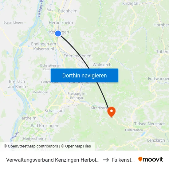Verwaltungsverband Kenzingen-Herbolzheim to Falkensteig map