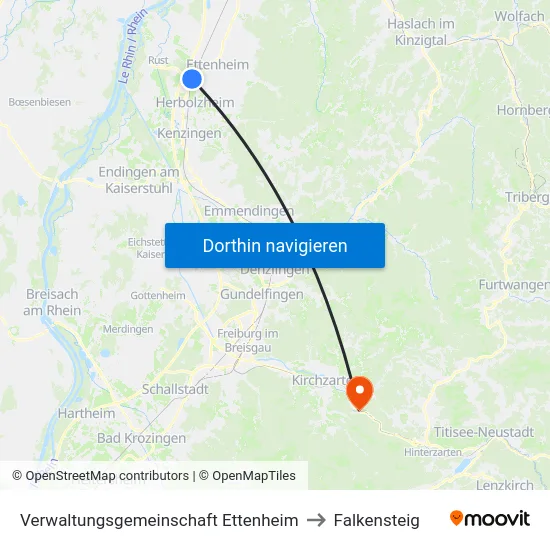 Verwaltungsgemeinschaft Ettenheim to Falkensteig map