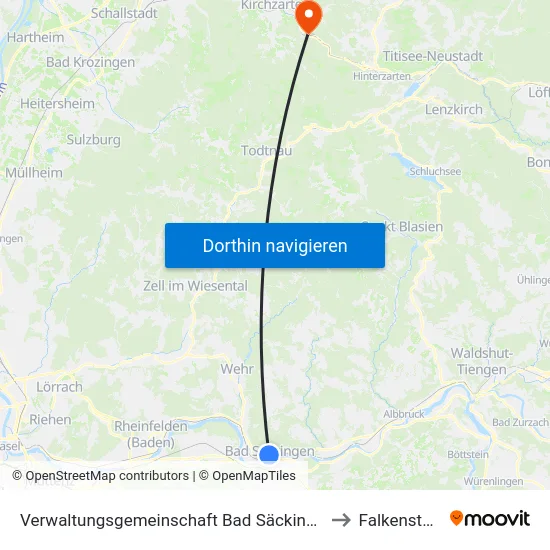 Verwaltungsgemeinschaft Bad Säckingen to Falkensteig map