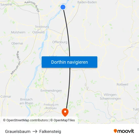 Grauelsbaum to Falkensteig map