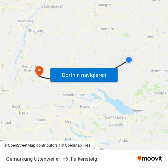 Gemarkung Uttenweiler to Falkensteig map