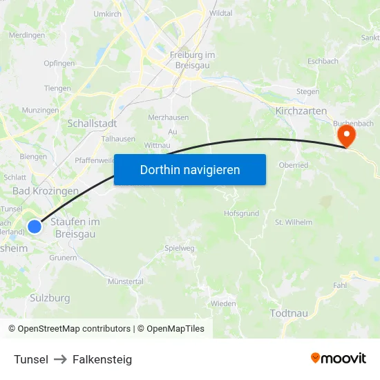 Tunsel to Falkensteig map