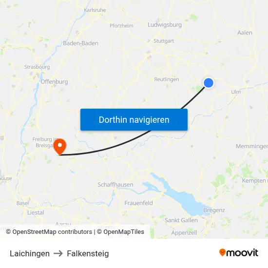 Laichingen to Falkensteig map