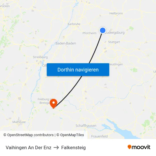 Vaihingen An Der Enz to Falkensteig map