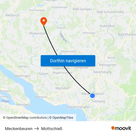 Meckenbeuren to Mottschieß map