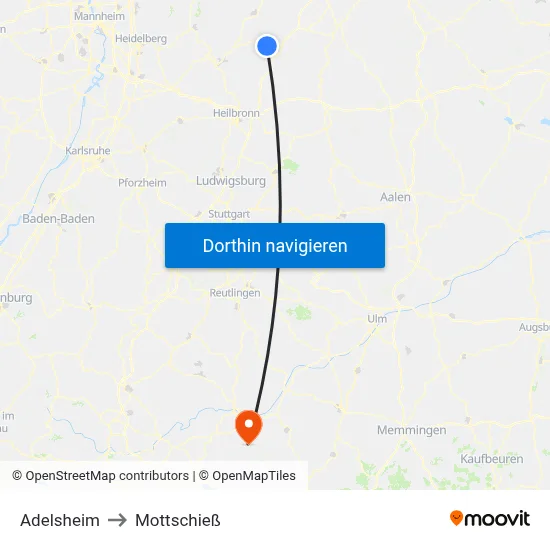 Adelsheim to Mottschieß map