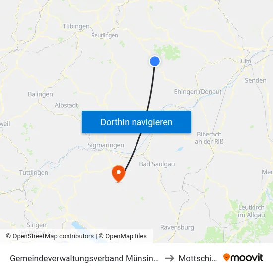 Gemeindeverwaltungsverband Münsingen to Mottschieß map