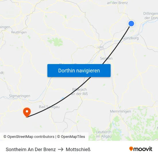 Sontheim An Der Brenz to Mottschieß map