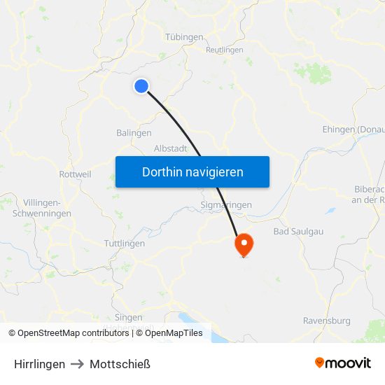 Hirrlingen to Mottschieß map