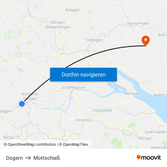 Dogern to Mottschieß map