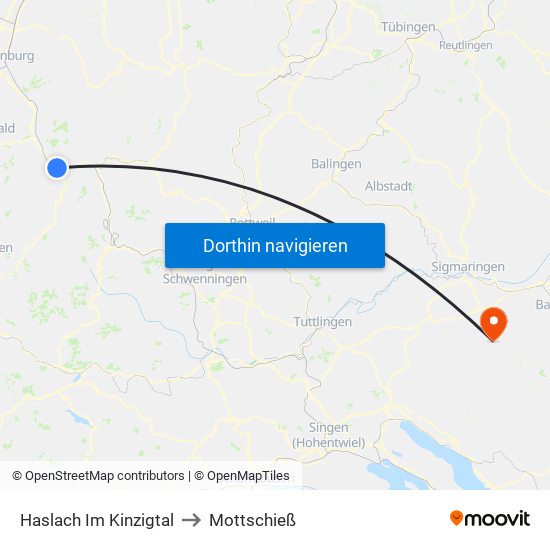 Haslach Im Kinzigtal to Mottschieß map