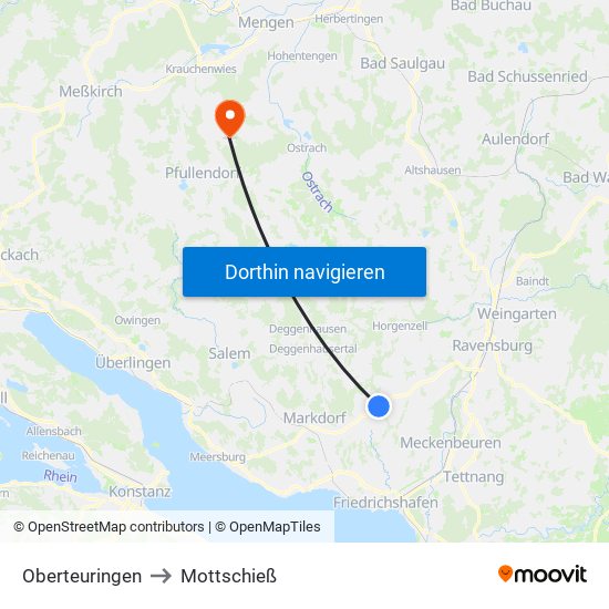 Oberteuringen to Mottschieß map