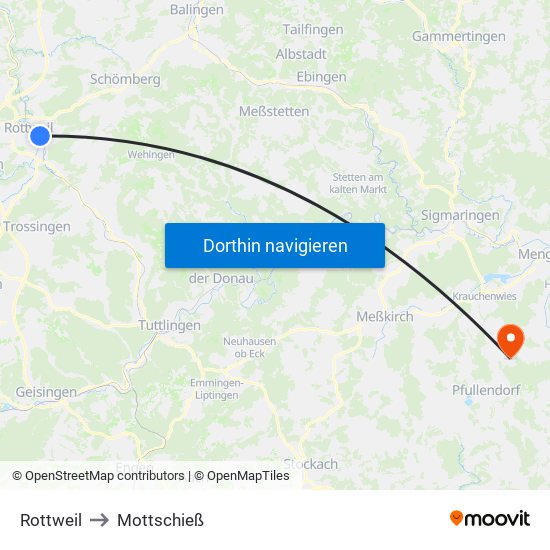 Rottweil to Mottschieß map