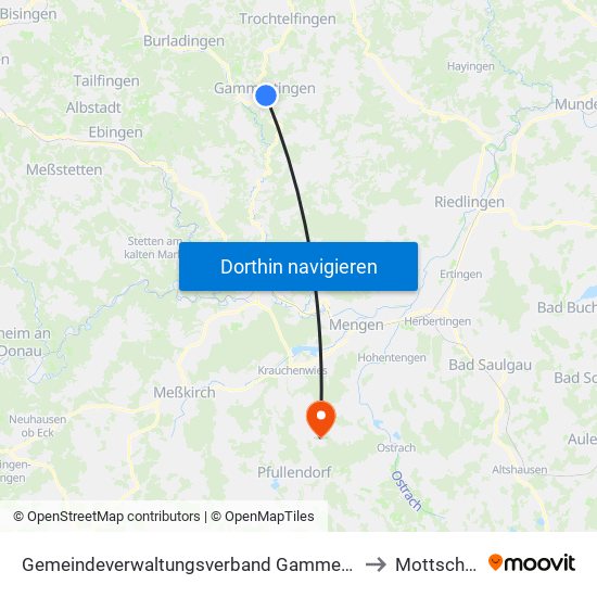 Gemeindeverwaltungsverband Gammertingen to Mottschieß map