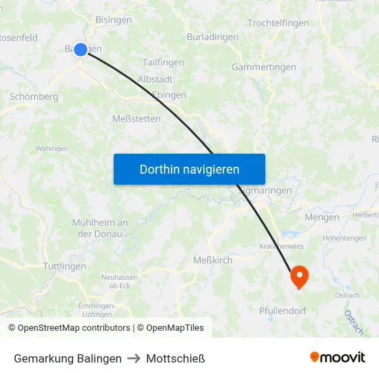 Gemarkung Balingen to Mottschieß map