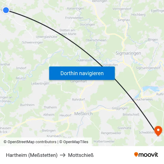 Hartheim (Meßstetten) to Mottschieß map