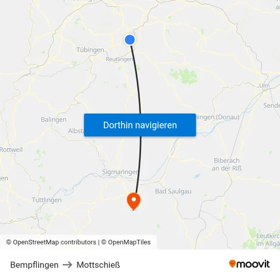 Bempflingen to Mottschieß map
