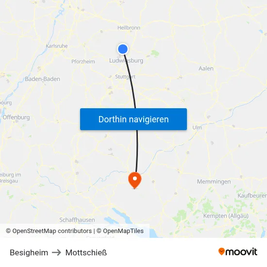 Besigheim to Mottschieß map