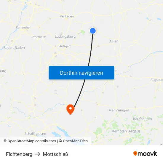 Fichtenberg to Mottschieß map