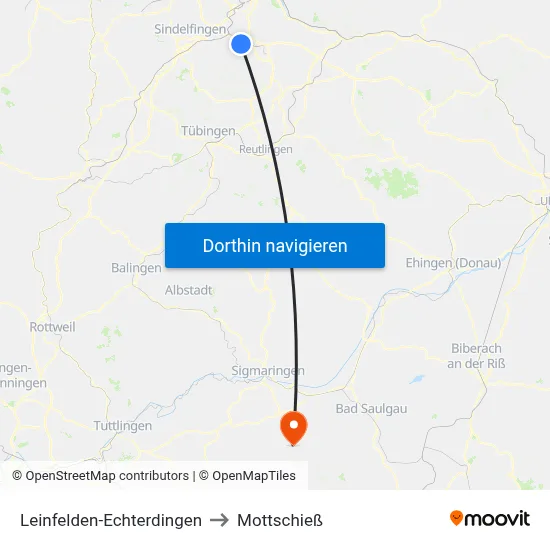 Leinfelden-Echterdingen to Mottschieß map