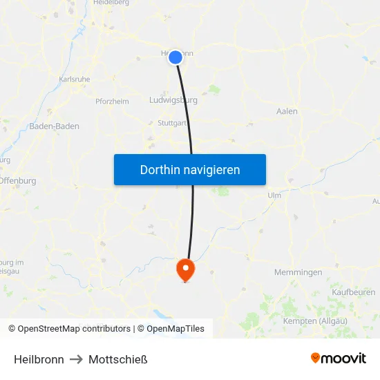 Heilbronn to Mottschieß map
