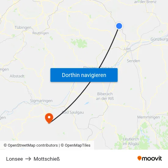 Lonsee to Mottschieß map