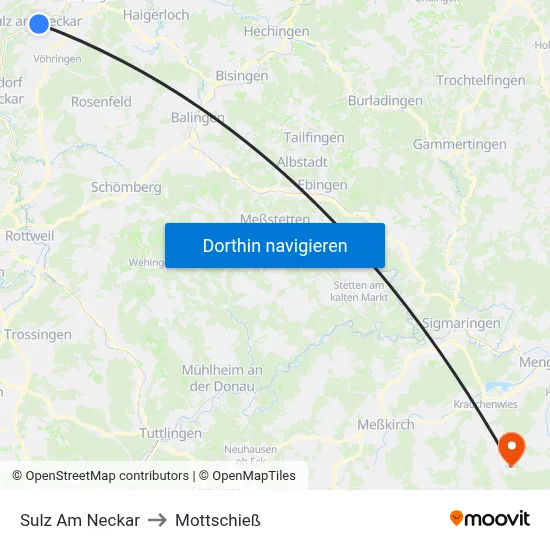 Sulz Am Neckar to Mottschieß map