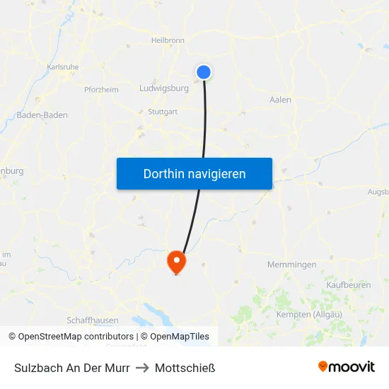 Sulzbach An Der Murr to Mottschieß map