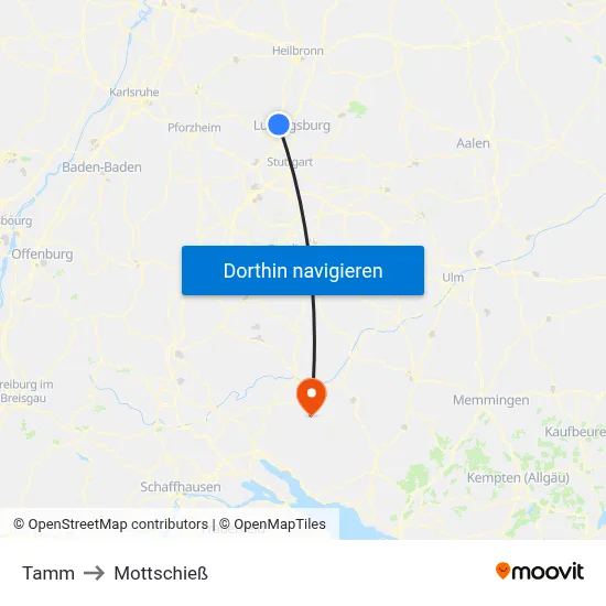 Tamm to Mottschieß map
