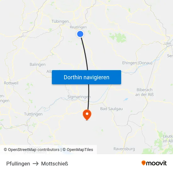 Pfullingen to Mottschieß map
