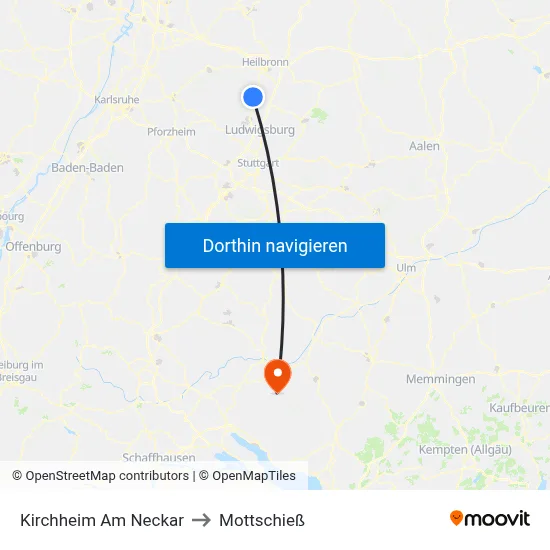 Kirchheim Am Neckar to Mottschieß map
