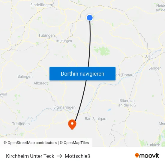 Kirchheim Unter Teck to Mottschieß map