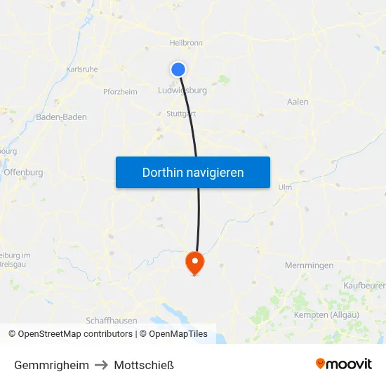 Gemmrigheim to Mottschieß map