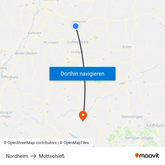 Nordheim to Mottschieß map