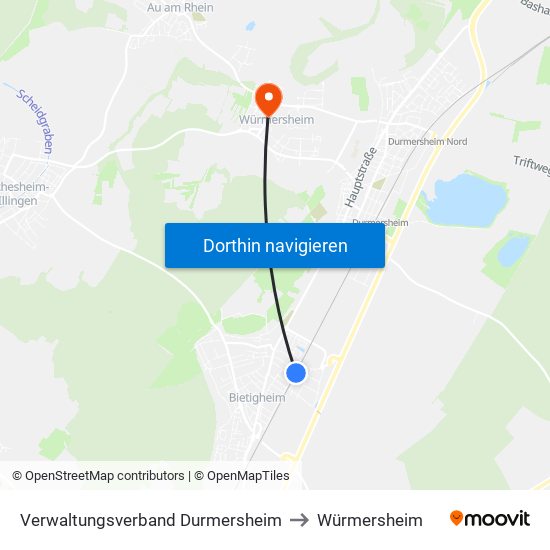 Verwaltungsverband Durmersheim to Würmersheim map
