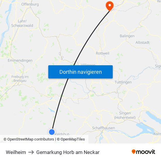 Weilheim to Gemarkung Horb am Neckar map