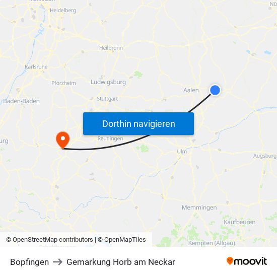 Bopfingen to Gemarkung Horb am Neckar map
