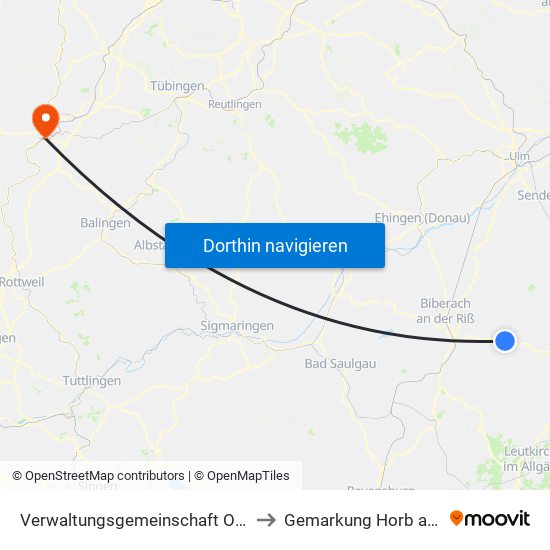 Verwaltungsgemeinschaft Ochsenhausen to Gemarkung Horb am Neckar map