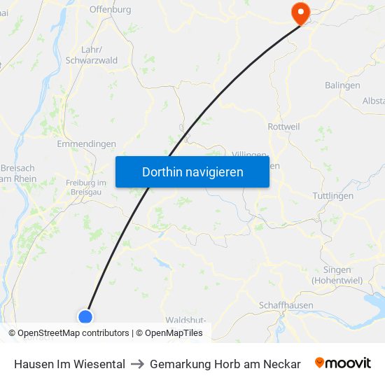 Hausen Im Wiesental to Gemarkung Horb am Neckar map