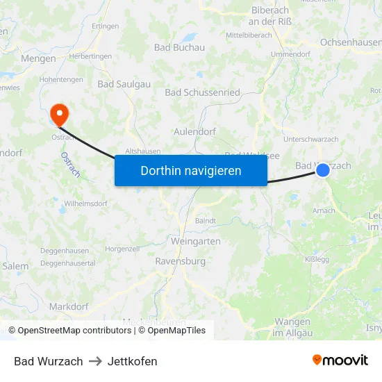Bad Wurzach to Jettkofen map