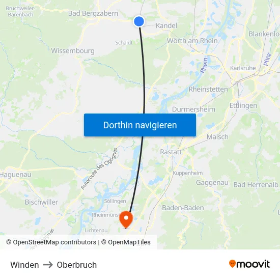 Winden to Oberbruch map