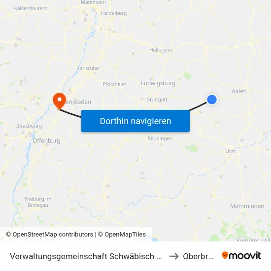 Verwaltungsgemeinschaft Schwäbisch Gmünd to Oberbruch map