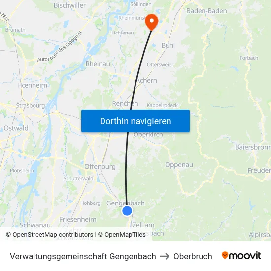 Verwaltungsgemeinschaft Gengenbach to Oberbruch map
